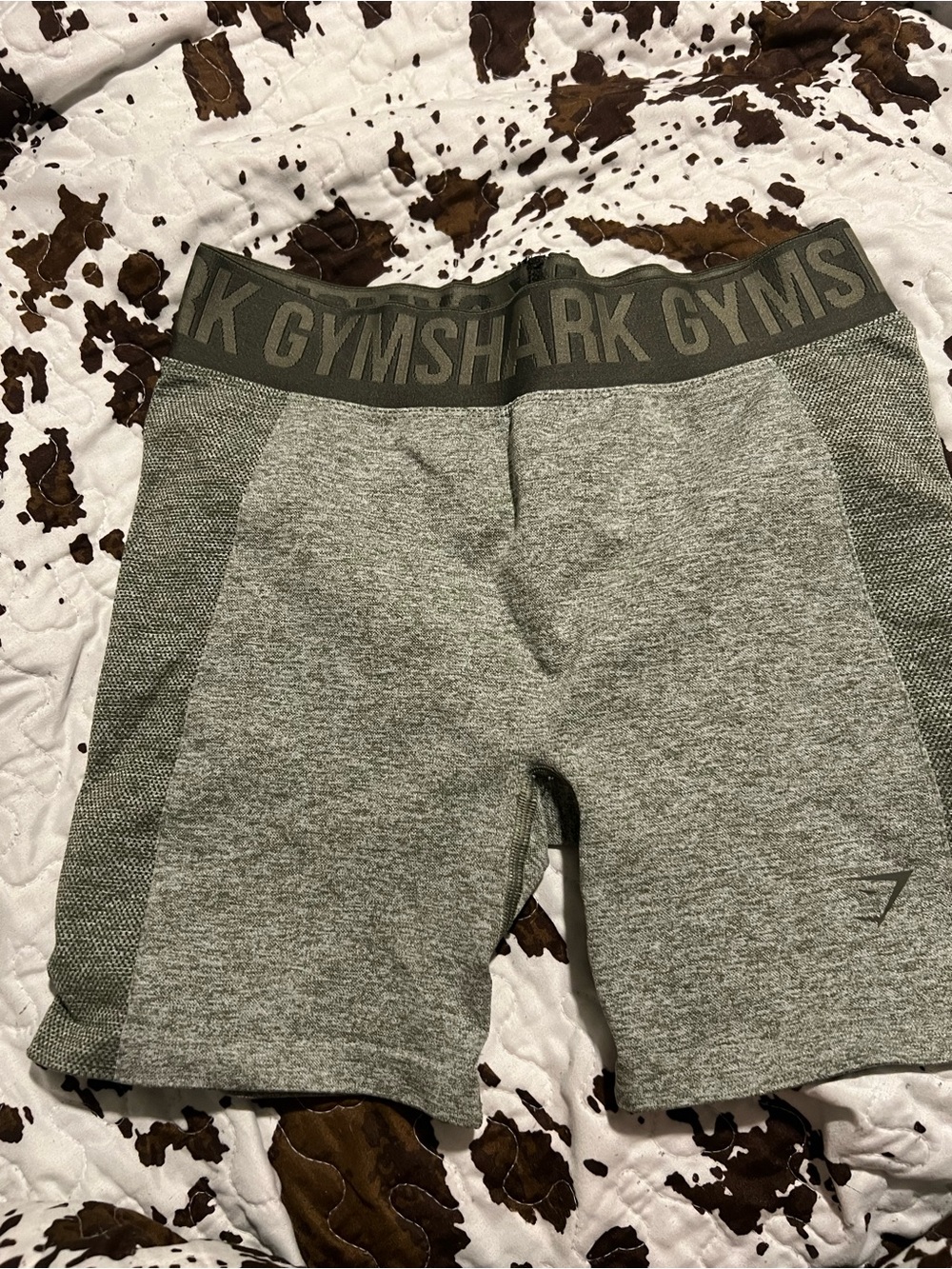 Gymshark Olive Green and Gray Women’s Seamless Athletic Shorts